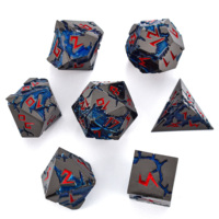 7-teiliges Blaues Drachen- und Schlangen-Design Benutzerdefiniertes Logo D&D RPG Set Polyedrische DnD Würfel Tischspiel DnD Würfel Brettspiel Metallwürfel