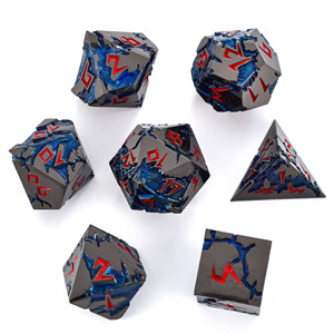 Set di 7 Dadi Poliedrici in Metallo con Logo Personalizzato, Design Drago Blu e Serpente, per Giochi di Ruolo D&D e Giochi da Tavolo - Product Image 6