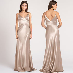 2022New abito da sera da damigella in seta con spalline spalline a spalline nuziali abito lungo Casual - Product Image 6