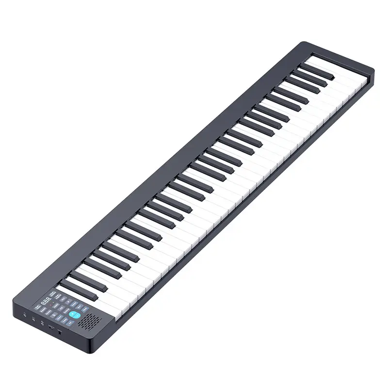 Piano eletrônico inteligente de 61 teclas, piano elétrico com 61 teclas, luz inteligente, recarregável, piano profissional