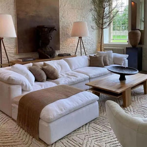 Canapé modulaire en tissu crème minimaliste moderne, <span class=keywords><strong>housse</strong></span> amovible lavable, rembourrage en éponge, meubles pour petit espace, salon - Product Image 2