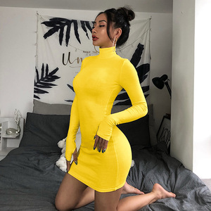 Nouveau Style Stand Col Court Club robes Femmes Sexy À Manches Longues Serré Partie <span class=keywords><strong>Moulante</strong></span> Mini <span class=keywords><strong>Robe</strong></span> - Product Image 5