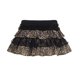 Jupe d'été vintage audacieuse et tendance à imprimé léopard avec détails en dentelle - Mini-jupe respirante coupe trapèze à ourlet asymétrique - Product Image 6