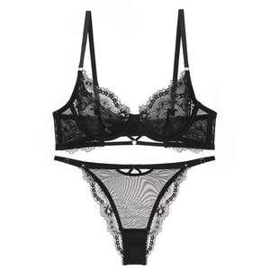 Conjunto de Lencería Sexy de Verano para Mujer 2026, Ultrafino, con Escote Profundo en V, Bordado de Flores de Lirio y Encaje - Product Image 2