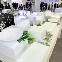 Ensemble de rehausseurs alimentaires modernes en acrylique blanc de 9 pièces, cubes de présentation pour la fête de mariage, le dessert et la décoration alimentaire