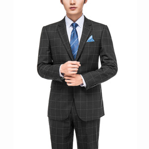 <span class=keywords><strong>Blazer</strong></span> pour <span class=keywords><strong>homme</strong></span> Fashion Pilot en tissu TR, <span class=keywords><strong>bleu</strong></span> violet à grands <span class=keywords><strong>carreaux</strong></span>, revers cranté, simple boutonnage - Product Image 5