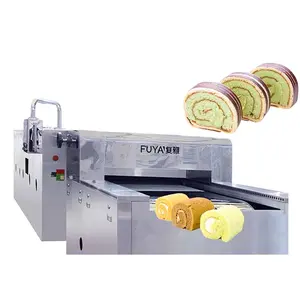 Mesin pembuat kue/Oven pemanggang gulungan Swiss lapis otomatis/lini produksi kue