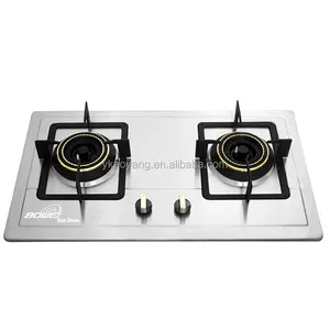 Cuisinière à gaz en acier inoxydable à faible consommation de cuisine cuisinière à gaz à double brûleur