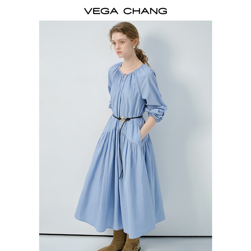 Vega Chang, новое приталенное платье с длинными рукавами и круглым вырезом, на шнуровке, на весну и осень