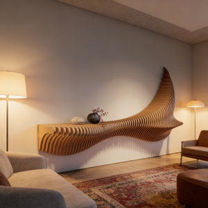 Mensola da Parete in Legno di Alta Qualità, Design Esteticamente Gradevole e Pratico per Area Espositiva di Hotel - Product Image 2