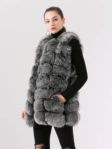 QIUCHEN QC19035 nouveauté véritable fourrure de renard <span class=keywords><strong>gilet</strong></span> <span class=keywords><strong>Long</strong></span> <span class=keywords><strong>gilet</strong></span> femmes hiver épais manteau de fourrure mode <span class=keywords><strong>gilet</strong></span> - Product Image 4