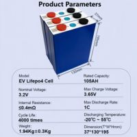 Sel Baterai Prismatic Rechargeable Grade A Ev 3.2V 100Ah 105Ah 4000 Siklus Lifepo4 untuk Penyimpanan Energi Rumah Tenaga Surya