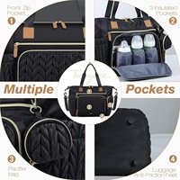 Sac fourre-tout élégant et imperméable pour maman avec poche isotherme pour biberon, sac à couches personnalisé avec tapis à langer