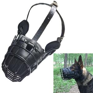 Jaula de bozal ajustable para perros grandes/medianos, máscara de seguridad de cuero anticolisión a prueba de mordeduras, collares de entrenamiento transpirables - Product Image 5