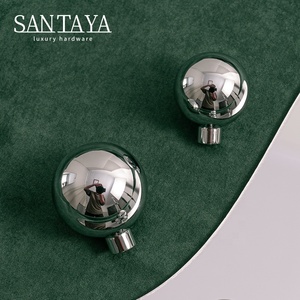 Santaya <strong>Brass</strong> Knob Round Ball Modern Minimalist Chrome Silver <strong>Drawer</strong> Knobs Kitchen Cabinet Handle Solid Single Hole <strong>Pull</strong> - Product Image 3