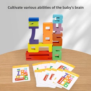 Gioco di Impilamento in Legno Approvato CPC CE, Gioco Digitale di Equilibrio e Costruzione per l'Apprendimento della Matematica, Giocattolo da Tavolo per Bambini - Product Image 3