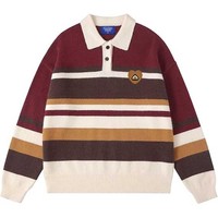 Pull en tricot rayé rétro style preppy - Pull confortable à col et blocs de couleur