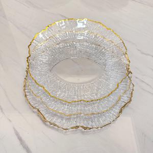 प्लेट्स के तहत 13 इंच का गोल्ड रीफ चार्जर प्लास्टिक वेडिंग सर्विस व्यंजनों के तहत सोने की रिम ऐक्रेलिक प्लेट डिनर चार्जर - Product Image 5