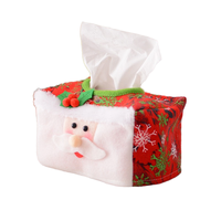 DAMAI Porte-mouchoirs en flanelle rouge flocon de neige pour la décoration de table de Noël, Housse de boîte à mouchoirs de Noël