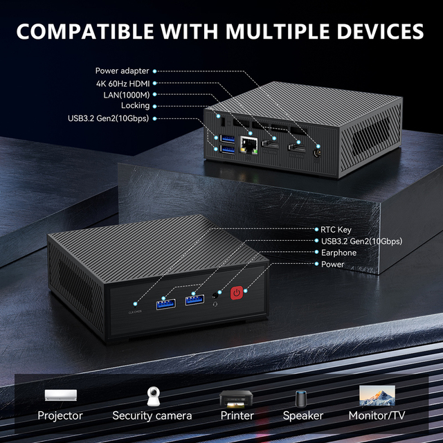 Mini PC Intel N95 Compact Desktop Computer N100 N150 Options