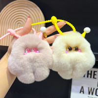Porte-clés Monstre Moelleux Personnalisé Pompon Breloque de Sac Mignon avec Grands Yeux en Peluche et Sangle en Silicone, Vente en Gros Direct Usine