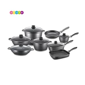 Hochleistungs-Küchen-Guss Aluminium Granit Antihaft-Töpfe Kochen Kochgeschirr-Sets