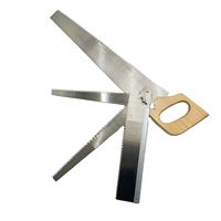Scie à main pliante 4-en-1 en acier à haute teneur en carbone 65Mn avec manche en bois et dents multiples pour la taille des arbres de jardin, la coupe du bois, du PVC, du plastique et les travaux de bricolage