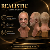 Masque de costume réaliste pour le visage humain, avec texture de peau réaliste, couvre-tête complet pour fête, cosplay, masque en silicone réaliste