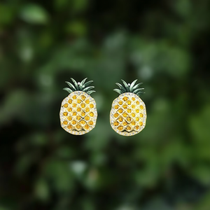 Pineapple <b>Stud</b> <b>Earrings</b> Gold Plated 316L Stainless Steel Fashion Jewelry - Product Image 3