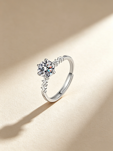 Minimalist AAA Zirconia Round Brilliant Cut Prong Setting Adjustable Engagement <b>Ring</b> for Women Classic Style Wedding Band - Product Image 1