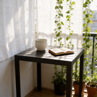 Ensemble de table et chaises de salle à manger carrées en aluminium métallique moderne pour patio, tables de restaurant en plein air