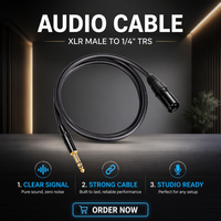 Câble XLR mâle-mâle 3 conducteurs blindé doublement, 1/4 pouce (6,35 mm), longueur 3 m, pour applications audio microphone et console de mixage