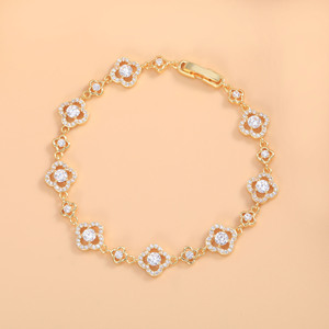 Flower Shape Zircon <b>Bracelet</b> <b>Copper</b> Alloy Bezel Setting Party Jewelry - Product Image 3