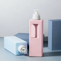 Bouteille de détergent à lessive carrée avec poignée en PE, logo personnalisé, 1,25 L, 1250 ml, distributeur, soins personnels, gel douche, bouteille en plastique