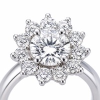 Bague de fiançailles et de mariage classique en argent sterling S925 avec moissanite 1 carat D motif tournesol 3g