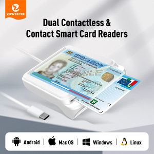 Zoweetek Loại C <span class=keywords><strong>NFC</strong></span> kiểm soát truy cập đầu đọc thẻ ISO 7816 thông minh ID IC chip Đầu đọc thẻ nhà văn di động đầu đọc thẻ tín dụng thanh toán - Product Image 2