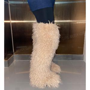 עסוק נערה rs4735 אפרסק ורוד שיזוף שחור ירך גבוה מונגוליס גודל 13 נשים אתחול שטוח ארוך נשים רך מונגוליאני מגפי פרווה מגפיים - Product Image 5