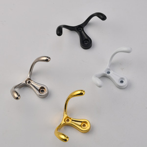 Wall Mounted Double Hooks Zinc Alloy Coat Hangers Black <b>Silver</b> Gold White Door Wall Hook For Clothing Storage - Product Image 3