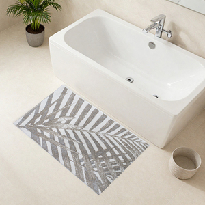 Lupa Ecru Beige Silver Recycled 60*100cm Cotton Yarn Dyed Jacquard Floral Pattern Luxury Bath Shower <b>Mats</b> Customizable Color - Product Image 1
