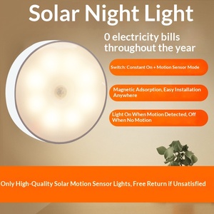 Lampe de nuit LED magnétique rechargeable solaire et USB avec détecteur de mouvement pour jardin, chambre, armoire, placard, économie d'énergie - Product Image 3