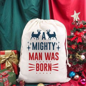 Sac en toile de coton personnalisé avec logo pour emballage cadeau de Noël, idéal pour les cadeaux de fête et le rangement de bonbons - Product Image 3