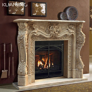 Décoration d'intérieur <span class=keywords><strong>de</strong></span> luxe <span class=keywords><strong>de</strong></span> haute qualité sculptée à la main Style baroque <span class=keywords><strong>Cheminée</strong></span> en marbre naturel - Product Image 1