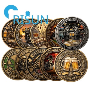 Monedas <span class=keywords><strong>de</strong></span> desafío personalizadas 3D <span class=keywords><strong>de</strong></span> doble cara con diseños <span class=keywords><strong>de</strong></span> cerveza, motocicleta, esqueleto, cigarro, divertidas, para la Fraternidad <span class=keywords><strong>de</strong></span> los Viejos Bastardos, Club <span class=keywords><strong>de</strong></span> Amistad - Product Image 1