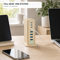 Chargeur de bureau GaN 520W, station de charge 8 ports, 4C PD100W Super Rapide, 4A QC30W, avec écran, pour Dell HP Lenovo