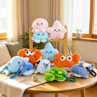 Porte-clés en peluche sur le thème de l'océan, mini, personnalisé, idéal comme cadeau et parfait pour les voitures, les téléphones portables et les sacs