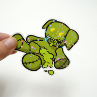 Décoration individuelle de dessin animé imperméable cadeau pvc vinyle hologramme autocollants feuille estampage avec effet étoile holo