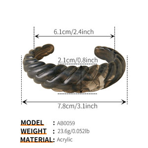 ORNAPEADIA Bracelet jonc ouvert torsadé en acrylique pour femme, bracelet en résine vintage, bijou tendance pour le quotidien et les vacances - Product Image 6