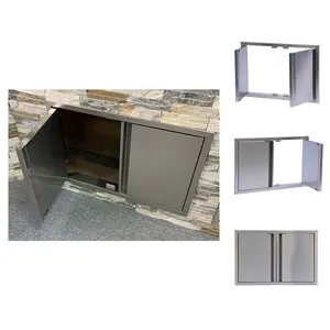 Armário de cozinha para uso ao ar livre, porta de armazenamento, móveis de cozinha escovados, quintal de aço inoxidável 304 SUS 304 moderno, ideal para uso em cozinha