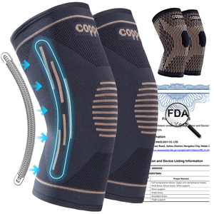 Genouillère <span class=keywords><strong>de</strong></span> sport confortable en nylon et spandex avec ions <span class=keywords><strong>de</strong></span> cuivre, respirante, antidérapante, à <span class=keywords><strong>compression</strong></span>, absorbant l'humidité et offrant un soutien protecteur - Product Image 2