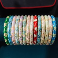 Gelang Wanita Etnik Vintage Berbahan Paduan Logam Anti Luntur, Berlapis Emas 18K, Motif Tetesan Minyak Warna-warni, Relief Bunga Zirkon, Cloisonne